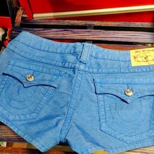 Women's true religion short, corduroy blue shorts